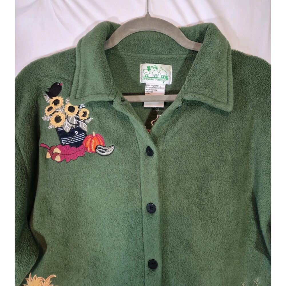 Quacker Factory Green Fall Harvest Jacket Large Top - Picture 3 of 10